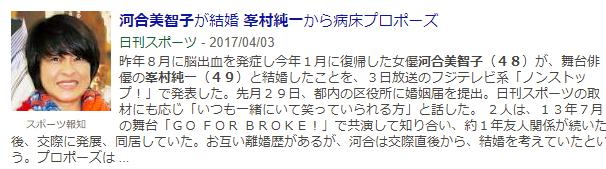 河合美智子（４８）峯村純一（４９）結婚