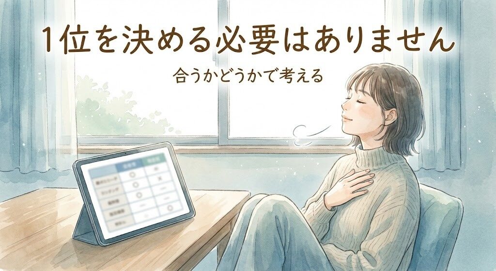 結婚相談所を冷静に比較する姿勢を表したイラスト