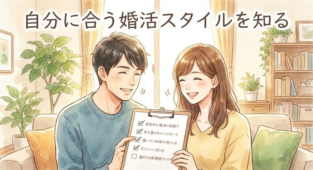 自分に合う結婚相談所を考えるイメージイラスト
