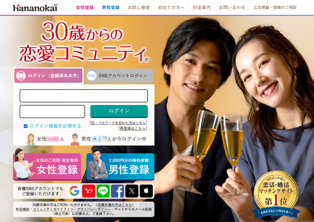 華の会メールの口コミ評判：中高年（特に40代・50代）のマッチングサイト。出会える？安全性は？