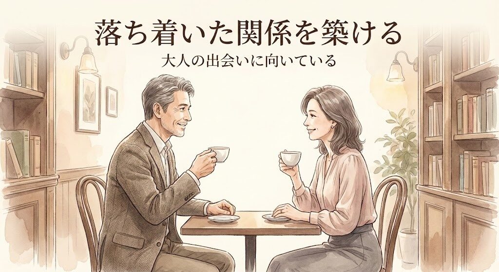 華の会メールで落ち着いた関係を築けることを示すイラスト