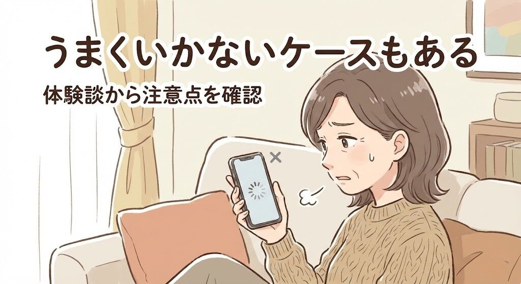 華の会メールの悪い体験談や注意点を表現したイラスト