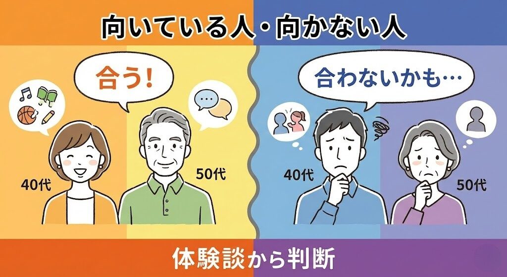 華の会メールが向いている人と向かない人を判断するイメージ