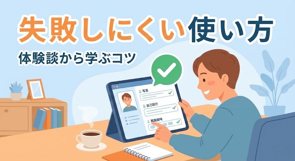 華の会メールで失敗しにくい使い方のコツを示すイラスト