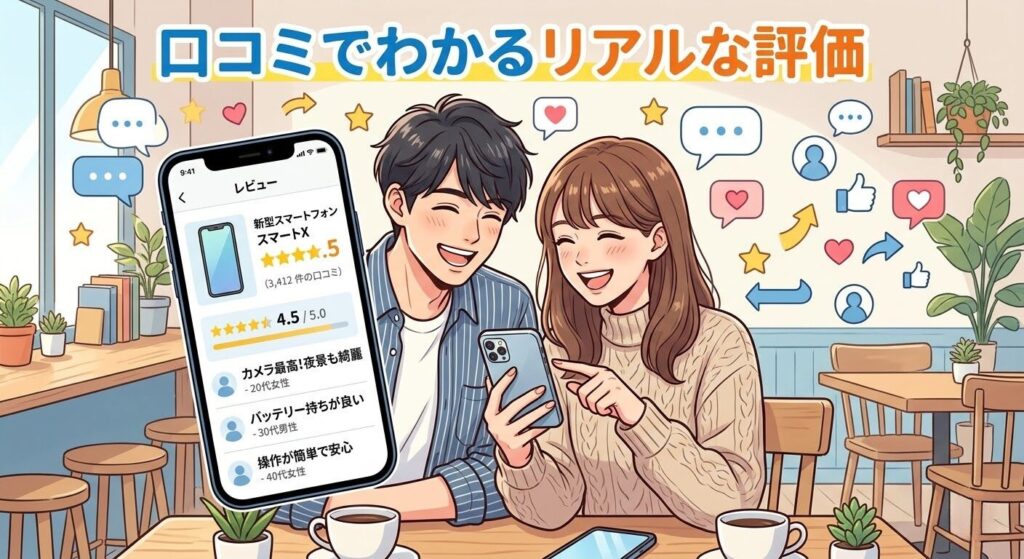 口コミ評価をチェックするイメージ