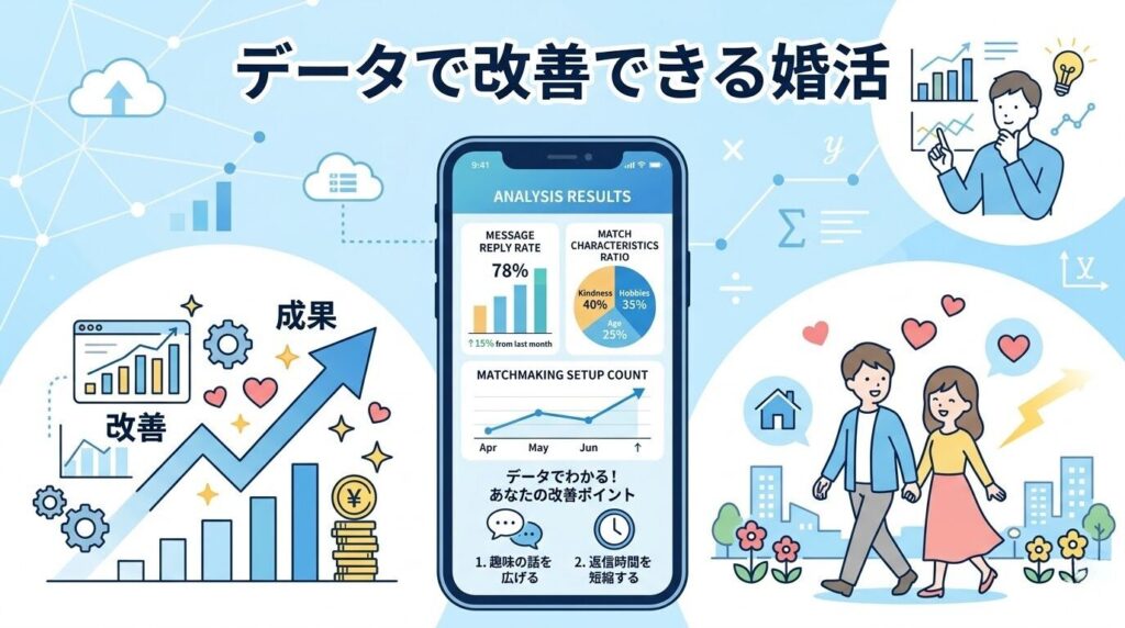 婚活をデータ分析で改善するイメージ