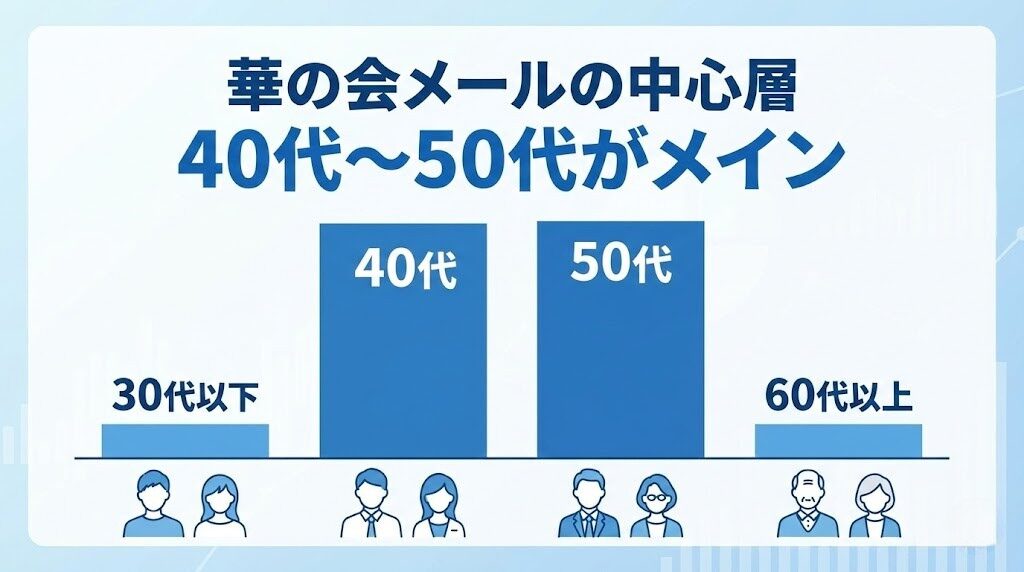 華の会メールの年齢層分布イメージ