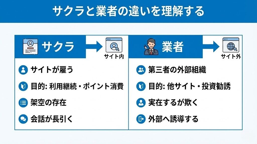 サクラと業者の違い比較図