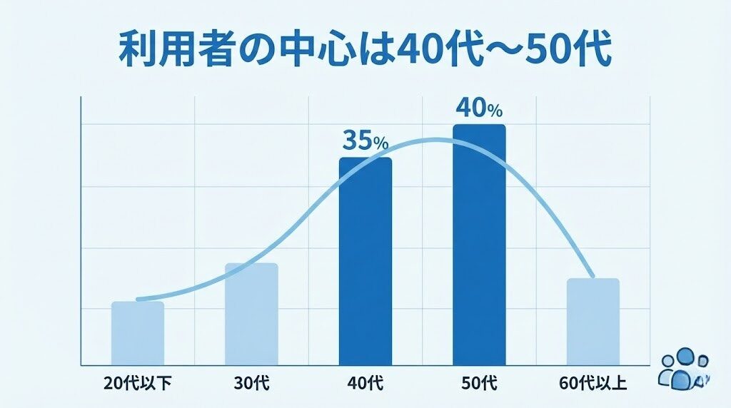 華の会メールの年齢層分布イメージ