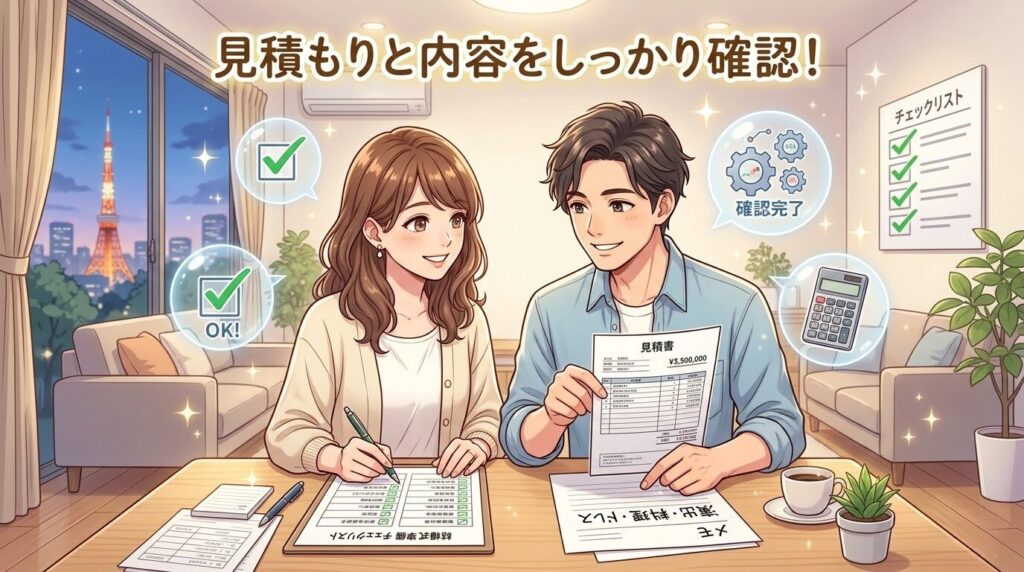 スマ婚で失敗しないために見積もり確認が重要なイメージ