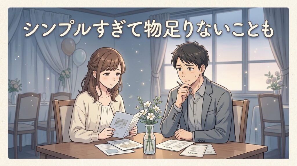 スマ婚のデメリットである装花や料理のシンプルさを表現